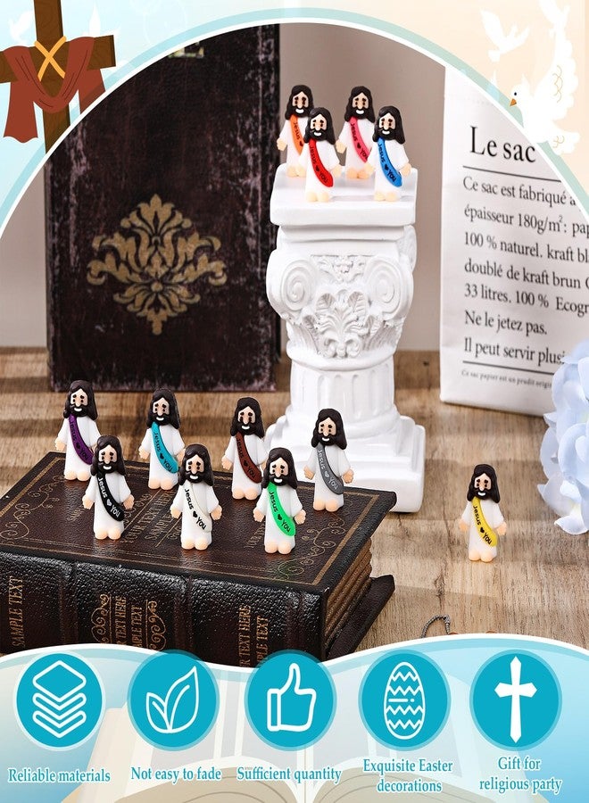 Bememo 12 Pcs mini Jesus Figures Easter Original Little Jesus Figures Rubber Pocket Toys to Hide and Seek Religious Party Favors Sunday School Baptism Gifts (12 Colors) - Image 4